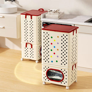 Panier à linge pliable et empilable, organisateur de rangement pour vêtements multi-niveaux, grande capacité, panier à linge avec roulettes - Product Image 4