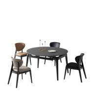 Ensemble de salle à manger moderne de haute qualité avec 4 chaises à coussins doux et table ronde