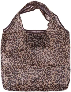 工厂批发个性化豹纹涤纶尼龙可折叠手提袋购物袋