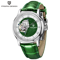 Luxuriöses Design Mode Herren Transparente Miyota Automatik Analoguhr 41mm Edelstahl Lederarmband Wasserdicht Unisex