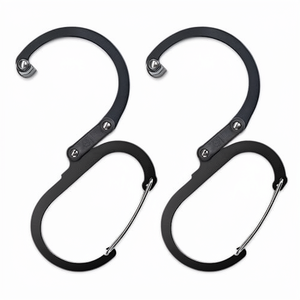 Moschettone in Alluminio (Piccolo) per Borsa, Passeggino, Zaino, Organizzazione Campeggio, Nero Opaco, <span class=keywords><strong>Set</strong></span> da 2 Pezzi - Product Image 1