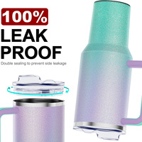 Gobelet isotherme de voyage en acier inoxydable à double paroi, personnalisé, 40 oz, avec poignée et paille