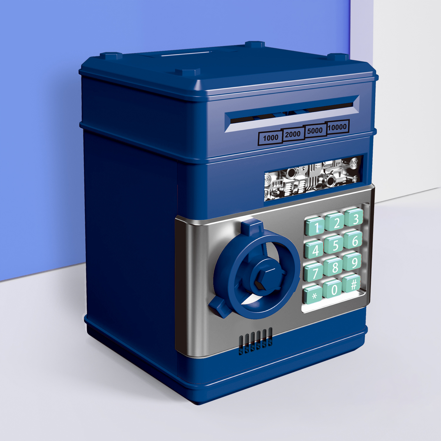 Salvadanaio con password blu intenso [porta piccola]
