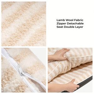 Large <b>Dog</b> <b>Sofa</b> <b>Bed</b> XL Square Striped Fashion Modern Classic Design Removable Washable Lamb Wool All Seasons Comfort <b>for</b> Cats - Product Image 4