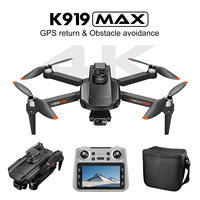 K919MAX-Drone professionnel à caméra aérienne HD 4K, trois axes, anti-basculement, sans balais, pliable, 3km, contrôle de l'écran d'image en plastique