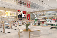 01-BJiS001 Meubles de présentation K-beauty de marque, design intérieur de magasin de cosmétiques de luxe blanc-or pour la décoration de magasins haut de gamme