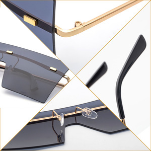 Nouvelles Lunettes de Soleil Oversize Tendance pour Femme, Verres PC UV400, Monture Noire C2, Couleurs Bleu Rose, Idéales pour le Voyage et la Scène - Product Image 4
