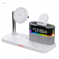 Draadloze oplaadstation met aangepaste logo, LED RGB-verlichting, draagbaar, multifunctioneel, met wekker