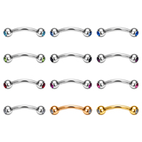 Anneaux de Sourcils en Titane ASTM F136 à Filetage Externe, Labrets, Piercings pour Cartilage d'Oreille, Hélix, Prince Albert, Piercings à Gemmes Colorées, Bijoux de Corps