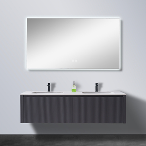 Mobile Bagno Moderno in Legno di Quercia con Doppio Lavabo e Specchio, Impermeabile, per Hotel, Prodotto a Foshan - Product Image 4