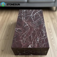 Table basse en marbre rouge Rosa Levanto, prix d'usine StoneSun, style moderne, pierre naturelle, pour salon, chambre à coucher