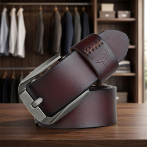 Cinturón B.S INTERNATIONAL para Hombre, Nuevo, Moderno, de Cuero Vacuno Genuino, Ecológico, Impermeable, Vintage, con Hebilla de Acero, Resistente - Product Image 1