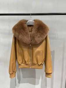 Chaqueta de Piel de Oveja Genuina, Abrigo de Invierno para Mujer, Abrigos de Piel con Cuello de Piel de Zorro - Product Image 4