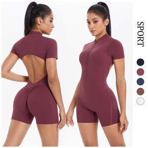 Großer rücken freier Sport-Bodysuit mit halbem Reiß verschluss und Jumps uit Kurzarm Yoga & Dance Fitness Naked Tight Design - Product Image 1