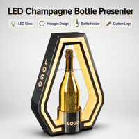 Expositor de Botellas de Licor con Iluminación LED, Diseño Poligonal Personalizado con Logotipo, para Servicio VIP, Presentador de Botellas de Champán