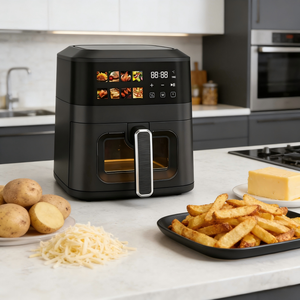 หม้อทอดไร้น้ำมันดิจิตอลขนาด <span class=keywords><strong>4.5</strong></span> ลิตร ยี่ห้อ Factory รุ่น DigitalNO พร้อมอุปกรณ์เสริม ทำจากสแตนเลส ใช้สำหรับทอดอาหารเพื่อสุขภาพ - Product Image 1