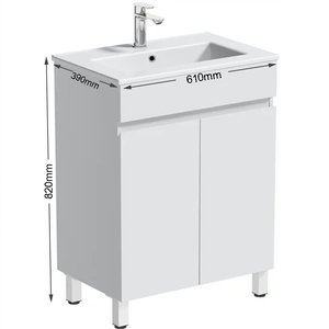 Mobile <span class=keywords><strong>da</strong></span> <span class=keywords><strong>Bagno</strong></span> Moderno Autoportante a 2 Ante in MDF <span class=keywords><strong>da</strong></span> 30 Pollici, Set Mobile Sottolavabo Bianco <span class=keywords><strong>da</strong></span> 24 Pollici con Lavabo e Gambe - Product Image 4