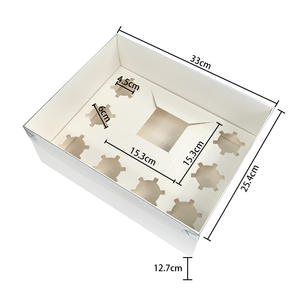 Caja Desechable de Papel para Pasteles y Magdalenas, <span class=keywords><strong>2</strong></span>/5/6/8/9 Agujeros, Cajas de Embalaje de Pasteles Bento con Ventana, Embalaje de Pasteles de Lujo - Product Image 6
