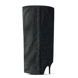 Botas altas de mujer con parte superior ancha y acolchada, botines largos con tacón de aguja, zapatos de mezclilla para escenario - Product Image 5