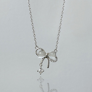 Bowknot Moonstone Style Pendant Necklace for Women Fashion Jewelry Daily Wear <b>Gift</b> - Product Image 2
