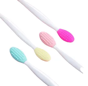 Silicone Esfoliante Lip Brush 2 em 1 Double-Sided Soft Silicone Lip Brush para Lip Aparência Limpeza Blackhead