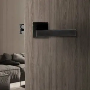 까만 색깔 자물쇠를 가진 현대 디자인 아파트 아연 합금 자물쇠 문 장붓 구멍 레버 손잡이 자물쇠 검정 문 손잡이