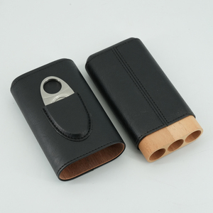 Étuis à <span class=keywords><strong>cigares</strong></span> <span class=keywords><strong>en</strong></span> cuir et bois de cèdre avec logo personnalisé, design miroir dessin animé, humidificateur de voyage portable, coupe-<span class=keywords><strong>cigares</strong></span> 3 doigts, luxe - Product Image 4