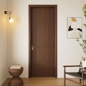 Fabricante al por mayor de puertas de madera maciza de nogal lacadas para interiores puertas planas modernas de apertura lateral impermeables de madera natural - Product Image 3