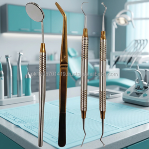 Kit d'examen dentaire de base en acier, manuel, plaqué or, instruments de diagnostic de haute qualité, kit étudiant certifié CE, classe A - Product Image 3