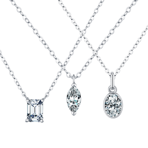 Collana con Pendente in <span class=keywords><strong>Argento</strong></span> Sterling 925, Moissanite Colore <span class=keywords><strong>D</strong></span>, Design Geometrico Semplice, Gioielli Raffinati per Donne - Product Image 1