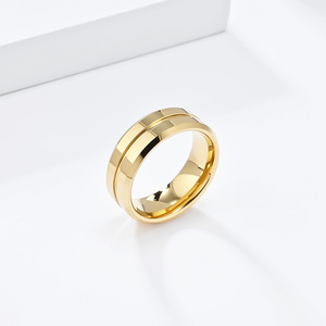 Anillo Minimalista con Ranura en V de Acero de Tungsteno de 8 mm, Joyería Geométrica Unisex de Moda, Regalo en Azul, Negro, Dorado y Acero - Product Image 2