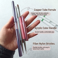 Ensemble professionnel de pinceaux à ongles double tête couleur macaron, 4 types, pour salon, liner, peinture florale et construction de gel