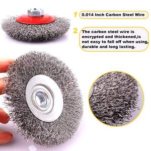 2 pak 4 inci sikat roda kawat keriting kasar 4 1/2 Gerinda sudut 5/8 inci-11 Arbor berulir 0.014 inci baja karbon - Product Image 5