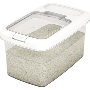 Seau en plastique PET transparent de grande capacité hermétique pour le stockage des aliments secs, conteneur de stockage du riz avec couvercle, boîte de stockage des céréales, réservoir - Product Image 1
