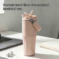 Mug de voyage pour voiture de grande capacité 750 ml, en acier inoxydable 316, à double paroi, isolé sous vide, avec poignée portable, maintien thermique de 6 à 12 heures