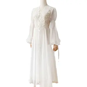 Оптовая продажа на заказ 2022 новый дизайн Свадебная ночная рубашка сексуальная с V-образным вырезом кружевная Высококачественная фатиновая сказочная ночная рубашка