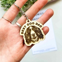 Porte-clés en bois personnalisé pour papa de chien, gravure au laser, portrait de chien, écologique, durable, cadeau pour les amoureux des animaux, pour hommes, fête des pères, anniversaire