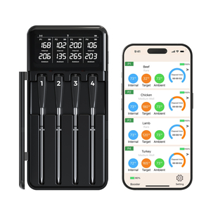 Thermomètre à viande sans fil intelligent BT 5.3 à prix d'usine, 4 sondes, thermomètre numérique pour barbecue, <span class=keywords><strong>cuisson</strong></span>, grillades, four, fumoir, OEM ODM - Product Image 1
