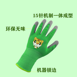 Lao An Gants de jardin pour enfants à motifs de dessins animés, verts, 15 points de couture, résistants à l'usure, pour creuser, planter, faire du vélo, du roller - Product Image 3