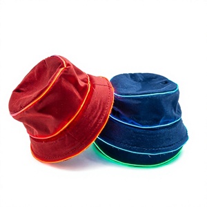 BEST LED Luminous <b>Bucket</b> <b>Hat</b> Solid Color Fisherman Cap Neon Glowing Panama Style for Men Women Party Outdoor - Product Image 4