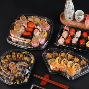 Boîte d'emballage alimentaire de sushi à emporter personnalisée <span class=keywords><strong>en</strong></span> forme de bateau carré Récipient <span class=keywords><strong>en</strong></span> <span class=keywords><strong>plastique</strong></span> <span class=keywords><strong>jetable</strong></span> Plateau à sushi avec couvercle - Product Image 6