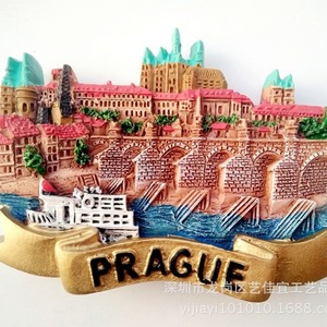 Souvenirs touristiques d'exportation de commerce extérieur de Yijia, aimants magnétiques de réfrigérateur de résine de <span class=keywords><strong>Prague</strong></span>, République tchèque, Collection Han - Product Image 4