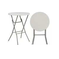 Table pliante de camping et de restaurant en plastique PP blanc de haute qualité avec cadre métallique, table pliante d'extérieur empilable