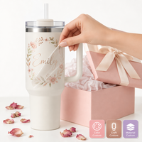 Calcomanía Personalizada con Nombre, Brillante, con Transferencia UV, para Vasos de 20oz y 40oz, Removible, Sin Residuos, Regalos Personalizados