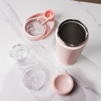 Bouteille shaker en acier inoxydable de 20 oz à double paroi isolée, avec compartiment de rangement, anti-fuite, sans BPA, pour la salle de sport et les sports