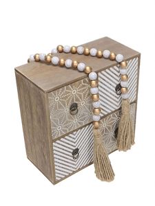 พวงมาลัยลูกปัดไม้สีขาวทองประณีต ขนาด 85 ซม. เส้นผ่านศูนย์กลาง 16 มม. ทำด้วยมือ สไตล์ฟาร์มเฮาส์ สำหรับตกแต่งแจกันคริสต์มาส ของตกแต่งบ้าน - Product Image 4