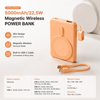 Nouvelle Tendance 2026 : Batterie Externe Magnétique 5000 mAh avec Support Téléphone, Charge Rapide, Câble Type-C Intégré, LED, Logo Personnalisé – Vente en Gros, Meilleure Vente
