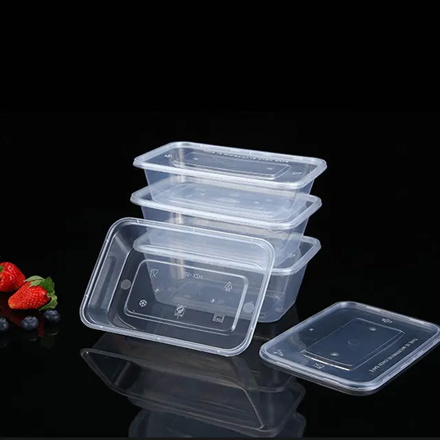 Microwave Food Package Box Plastic Disposable Take Away Food Container Transparent Food Safe PP Carton Square Modern Restaurant
