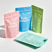 Pochette à bonbons haut de gamme dégradée, finition mate de luxe, sac refermable à fermeture éclair, emballage alimentaire imprimé en héliogravure MOPP+PET+PE
