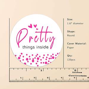 Autocollant d'étiquettes faites à la main rose rond pour petites entreprises jolies choses à l'intérieur des autocollants merci pour les achats - Product Image 3
